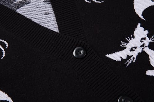 Boys and Girls Graphic Gothic Knit Sweater Top V Neck Long Sleeved Lapel Button up Top Cardigan4
