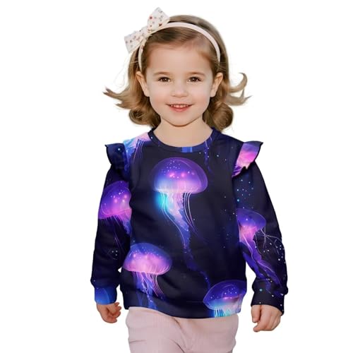 Toddler Girl Sweatshirt Ruffle Fall Clothes Long Sleeve Shirts for Girls Home School Activewear 1-8 Years3
