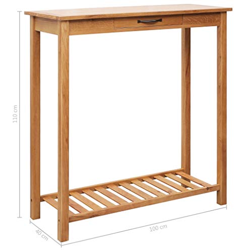 Tidyard Mesa de Bar, Mesa de Bar Cocina, de Madera Maciza de Roble y MDF 100 x 40 x 110 cm con 1 Cajón