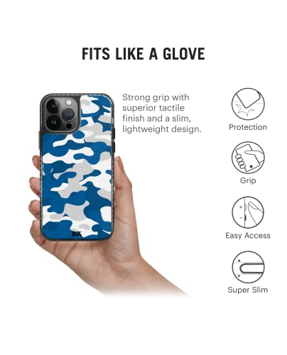Image of DailyObjects Camouflage Blue Stride 2.0 Case Cover for iPhone 13 Pro Max| Polycarbonate TPU Slim Back Cover | Anti Shock, Scratch Resistant | Sturdy Design | Full Body Protection | Wireless Charging