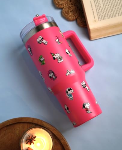 Image of 1200ML Stainless Steel Tumbler Hot and Cold with Handle and Lid and 2 Straws, Double Insulated Cup Leak Proof Mug Cupholder for Gym, Travelling (hot Pink)