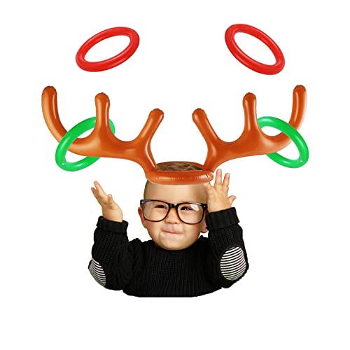 Kerstmis Gooispellen Opblaasbare rendier geweihoed met ringen party plezier voor de hele familie - Image 4