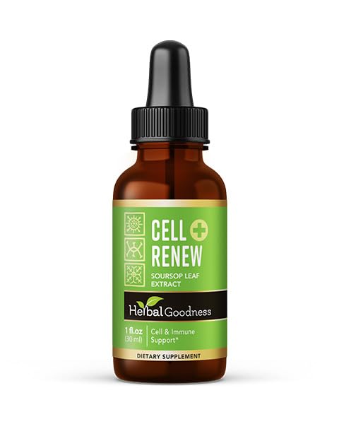 Cell Renew 1oz - Graviola Extract, Soursop Graviola Leaf Extract 15x Strength - Cell Rejuvenation, Cellular Support Immune Boost Fiber Supplement - 100% Organic and Gluten Free - 1 btl
