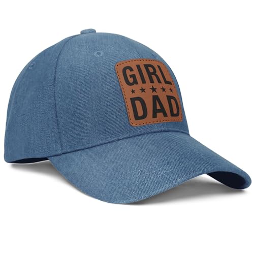 Image of Girl Father Daddy Dad Leather Patch Hat Birthday for Dad Papa from Daughter Son Adjustable Trucker Hat