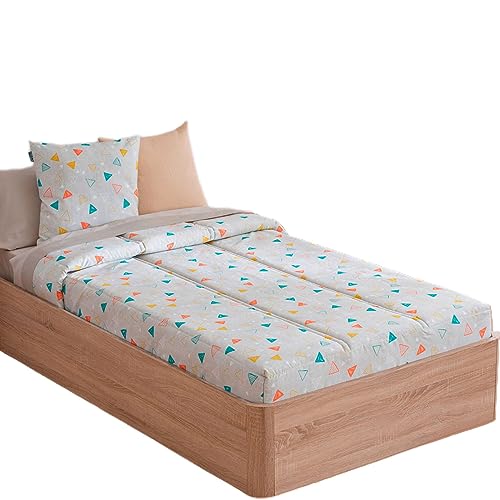 Lanovenanube Edredón Ajustable para dormitorios Juveniles e Infantiles, Camas Nido y literas, Muy cómodo y fácil de Utilizar. Medida para Cama de 90. Modelo Estampado KEOPS. 65% poliester/35% algodón