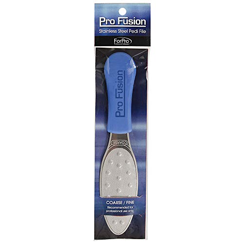 ForPro Pro Fusion Stainless Steel Pedi File - Coarse, Double-Sided Professional Quality - Blue Handle Pedicure File for Heels and Feet - 8.25 L