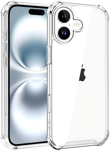 Case For IPhone 16e 6.1-inch Four-Corner Airbag Shock Absorbing Phone Case Electroplated Alloy Lens Protection Hard Clear Scratch Resistant Back Hard Cov
