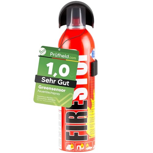 [Test SEHR GUT, Note 1,0*] GREENSENSOR Premium Feuerlöschspray 400 ml, Universal Löschspray, Schaum Brandschutzspray für Zuhause Auto, Schaumlöscher Spray Löschspraydosen, Car Accessories