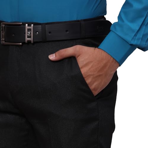 Image of Raymond Men's Slim Fit Structure Pattern Polyester Viscose Blend Flat Front Trouser