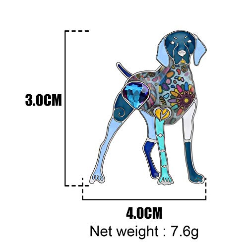 Image of WEVENI Enamel Alloy Rhinestone Great Dane Dog Brooch Pins Scarf Suit Dress Jewelry Gifts for Women Lady Girl (Blue)