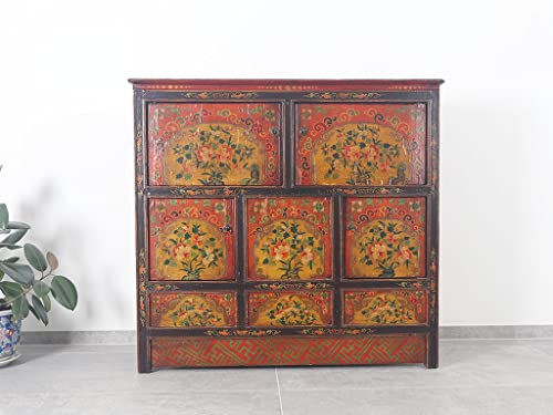 Yajutang Commode tibétaine magnifique motif floral peint à la main