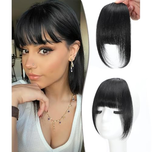 Frange à clipser cheveux naturels noir postiche frange française incurvée femme