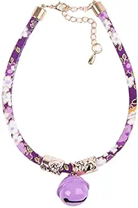 Pets Empire Collar with Bell, Japanese Style Necklace for Kitty, Kitten, Puppy, Adjustable Neck 30-36 cm Cat Collars for Girl Cats 1 Piece ( Purple )