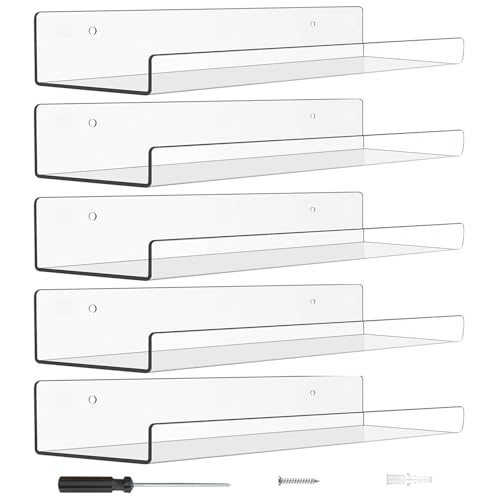 Mejores comprativas On-line Soporte invisible para repisa flotante para comprar online. 37 ROSEHOT Repisas de Acrilico Transparentes para Almacenamiento de Pared, 5 Pcs Repisas Flotante Invisible para AcríLico para Baños, Cocinas, Salones, Habitaciones