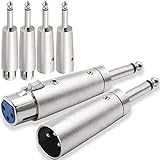 Xiatiaosann XLR 3ピン メス オス - 6.35mm オス変換 オーディオ モノラル アダプター TS ソケット ジャック マイク ミキサー用、6個