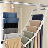 Holtrae 2 St&uuml;ck Hosenb&uuml;gel Platzsparend,6-Lagiger Faltbarer Hosenst&auml;nder aus Metall,platzsparend im Kleiderschrank,G&uuml;rtel Organizer,Handtuch Aufh&auml;nger,f&uuml;r Hosen,Jeans,Schals,Krawatten,Laken