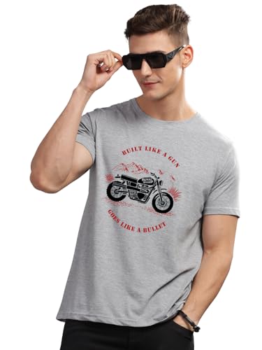 Image of ADRO Men's Royal Bike Design Printed 100% Cotton T-Shirt - Regular Fit, Printed T-Shirts for Men
