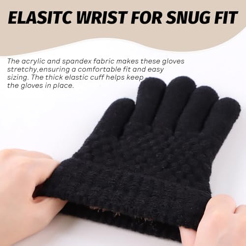 Image of JANGANNSA Cold Weather Kids Gloves Warm Knitted Children Magic Glove With Fleece Lining Winter Gloves For Boys Girls