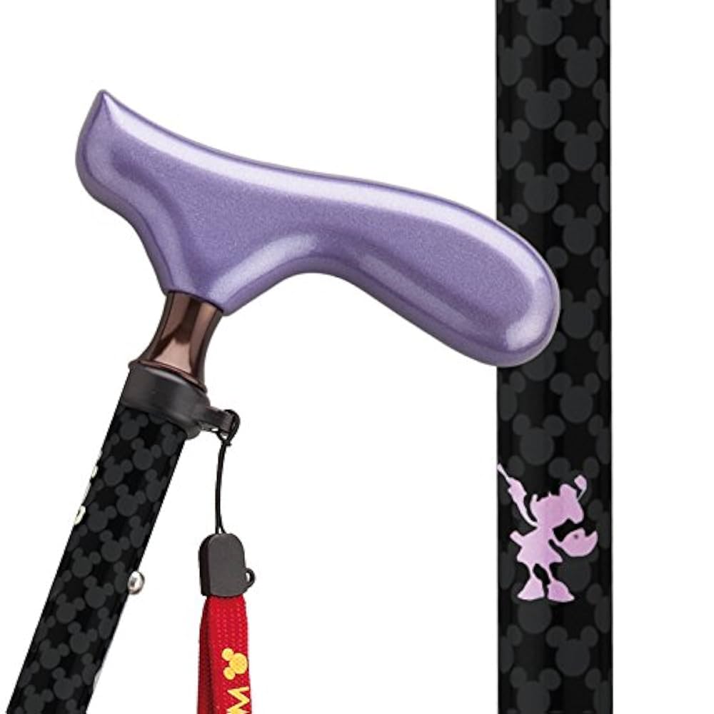 ディズニーステッキ　ミッキー Amazon.co.jp: ブラック 杖 折りたたみ 軽量 アルミ製