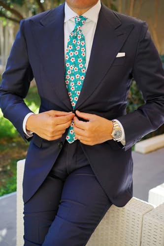 Image of OTAA Floral Necktie Casual Ties for Men - Perfect Neck Tie for Groomsmen Wedding Ties or Formal Occasions