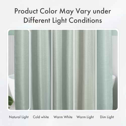 Image of AmazerBath Grayish Green Shower Curtain Waffle Textured, Fabric Shower Curtain Dusty Green Thick Heavy Duty 240GSM Hotel Quality Bathroom Shower Curtains, Premium Polyester, 72 x 72 Inches