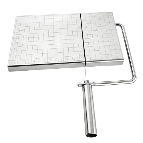 Yctze Cortador de Queso de Alambre, Tabla Cortadora de Queso Resistente de Acero Inoxidable con Escala, Cortador de Multiusos Apto para Lavavajillas de 5x8 Pulgadas, Ideal para en Bloque (con escala)