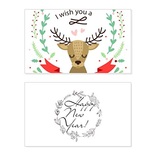 Tarjeta de Navidad de ciervo con mensaje de bendición y felicitación de Año Nuevo