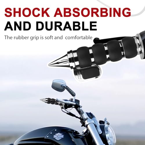 Motofoal 1 Inch Motorcycle Hand Grips Universal Non-Slip Rubber For Harley Davidson Street Glide Sportster 883 Honda Yamaha Suzuki Kawasaki Cruisers 25Mm Handlebar Throttle Grips Black Chrome thumb #2