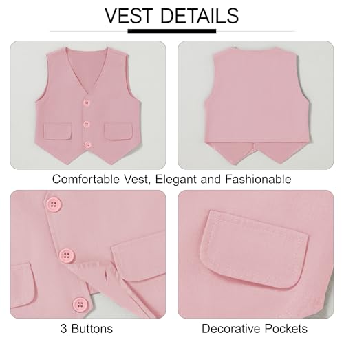 SANMIO Boy Suit Toddler Boys Formal Dress Outfit Shirt+Printed Tie+Vest+Pants Baby Tuxedo Boys Wedding Clothes4