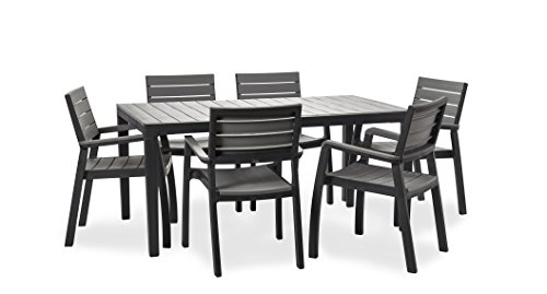 Keter 17201231 Kunststoff Tisch Harmony, Esstische in Holzoptik, Keter Gartentisch, grau, 160,5 x 94,5 cm – Bild 6