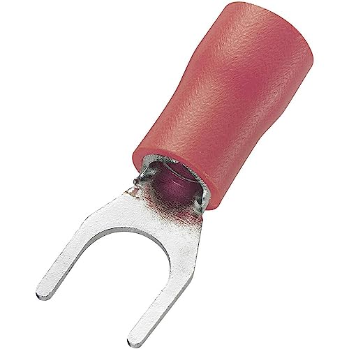 TRU COMPONENTS 745254 - Capocorda forcella, 0,50 mm², 1,50 mm², diametro foro = 4,3 mm, parzialmente isolato, rosso, 100 pezzi.