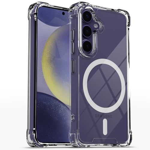 Image of Amazon Basics Back Cover for Samsung Galaxy S24 5G Mag-Safe Shockproof PC + TPU Protective Case Magnetic Support Bumper Case (Transparent Mag-Safe)