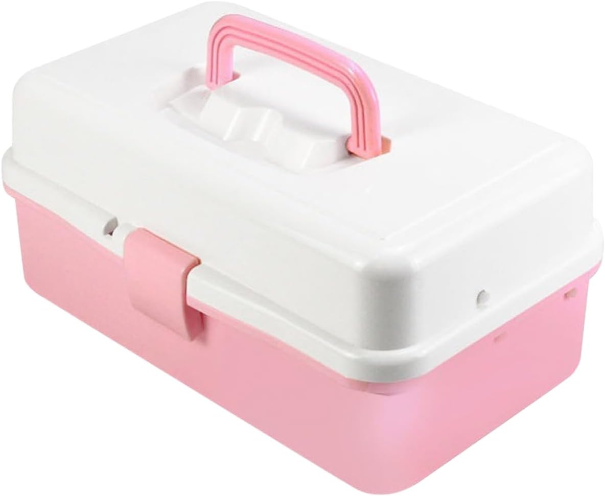 Portable Multi Art Supply Storage Box with Handle Three Organizer for Craft Tools Painting Accessories and Home Use for Beads Jewelry and Beauty Supplies