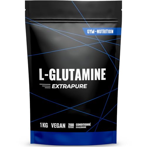 L Glutamine en poudre pure et vegan 1 KG soit 200 portions fabriquée en Allemagne
