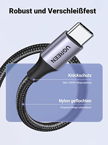 UGREEN USB-C Ladekabel mit Nylonummantelung für verschiedene Geräte
