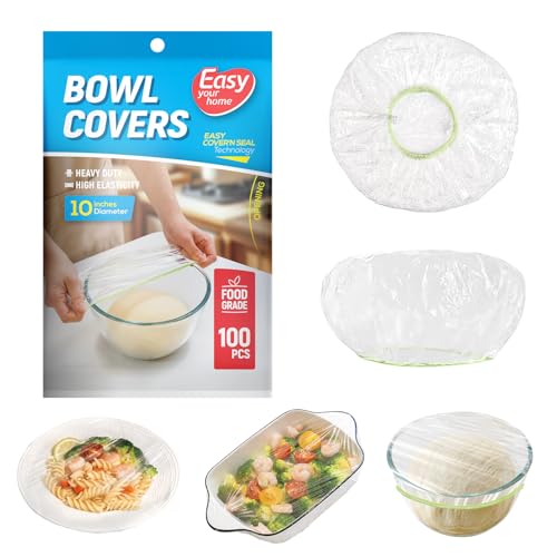 100PCS Bowl Covers, Food Cover Dish Covers, Elastic Stretch Food Storage Lids, BPA-Free Plastic Wrap for Sourdough Proofing Meal Prep Fresh Keeping