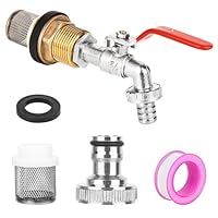 CTDMJ Kugelauslaufhahn 3/4 Zoll Kugel-Auslaufventil Messing Wasserhahn für Regentonne mit Filterstopfen Universal Frostsicher Garten Wasserhahn Kugel-Auslaufventil für Garten Schlauch (Rot)