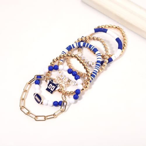 FAERLIIRY Game Day Bracelets Cheer Football Bracelets for Women Stackable Team Inspirational Bracelet Football MOM Game Day Outfits Accessories Jewelry Gifts3