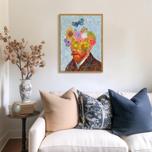 KBKBART Gold Framed Van Gogh Wall Art, Vintage Abstract Wheat Field with Cypress Canvas Impressionist Oil Painting, Farmhouse Country Landscape Wall Decor, Van Gogh Poster Art Prints for Bedroom — view 5
