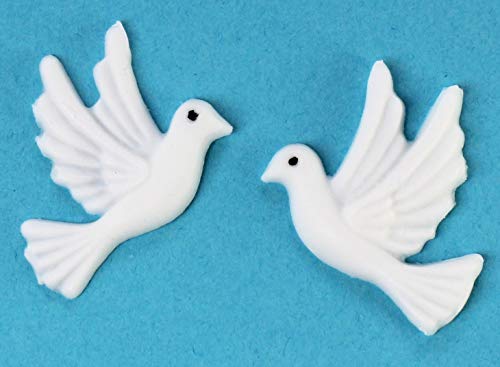 Wachsmotiv Taubenpaar, Weiss, ca. 30x30 mm je Taube - 9630 - Wachsmotiv Tauben zum Kerzen gestalten und basteln, selbstklebend.