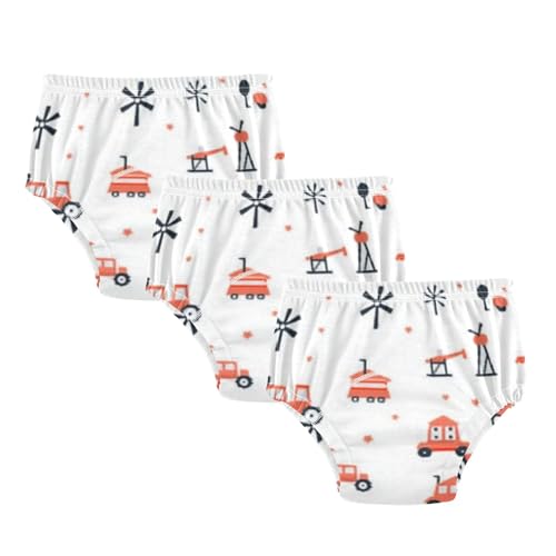 Foiosoh Baby Infant 3 Packs Potty Training Undies Soft Cotton Nighttime Training Pants for Boys Girls Car Tractor