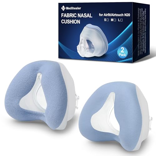 2 PCS Nasal Cushion for AirFit N20(M) 1 pc Soft Fabric Nasal Cushion and 1 pc Velvet-Lined CPAP Nasal Mask Cushion for AirTouch N20 Soft Fabric for All Seasons Velvet-Lined for Fall/Winter(Blue)