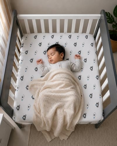 Image of Fitted Cot Crib Sheet | Bed Sheets for Newborn Baby Crib Mattress | Deep Pocket All Round Elastic Fitted Crib Sheet for Baby| Size 132 cm x 71 cm | Crib Sheets - 28 inchx52 inch | Design 10