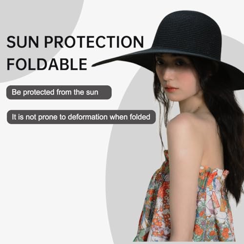Sombrero de paja de ala ancha para mujer miniatura 5