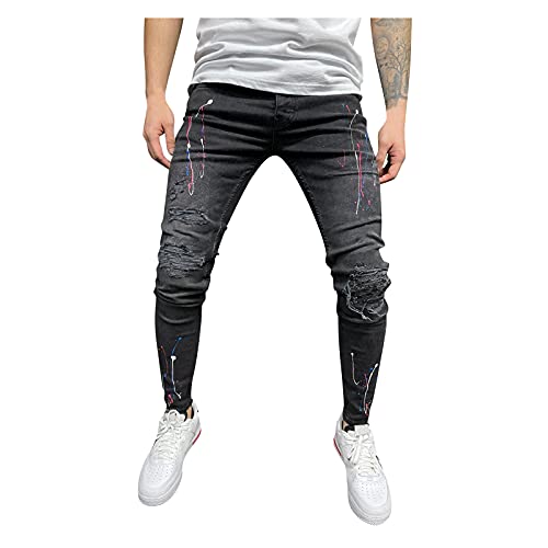 AWDX Herren 2021 Skinny Bein Jeans Destroyed Ripped Slim Fit Zerrissene...