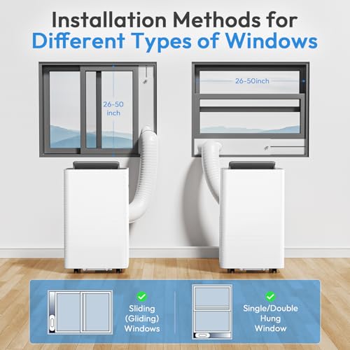Image of Portable Air Conditioners,14000 BTU 3-in-1 Portable AC unit for Rooms up to 450 Sq. Ft, Featuring 24H Timer, Smart Sleep Mode, Window Kits Included, Perfect for Bedrooms, Kitchens, and Apartments