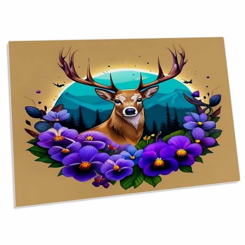 3dRose desk pad con diseño Deer y flores miniatura 1