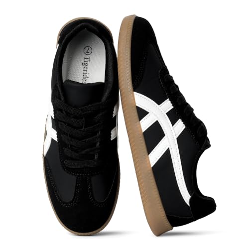 Image of Tigeridea Casual Sneakers for Women Lightweight Lace Up Tennis Shoes | Non-slip Lace Up Fashion Sneaker, Round Toe Retro Walking Shoes, 2026 Trendy Comfortable Trainers