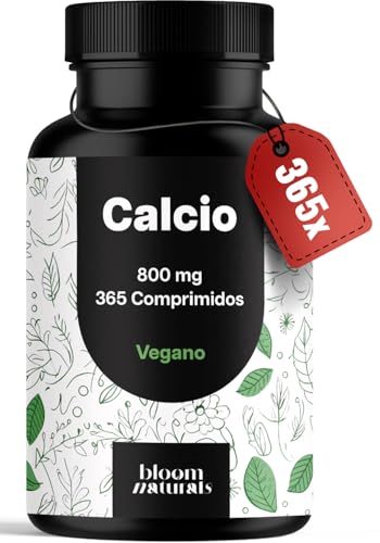 Calcio Vegano – Carbonato de Calcio 800 mg por dosis diaria (2 comprimidos) – 365 Comprimidos – Producido en Alemania - Calcium