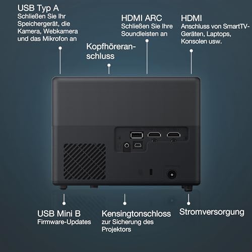 Epson EF-12 Mini Smart-Laserprojektor, Kupferdetails, 1.000 Lumen, bis zu 150-Zoll Bilddiagonale (3,81 m)